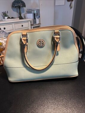 Giani Bernini Mint Green Satchel with Tan Trim